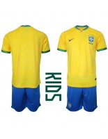 Brazílie Domácí dres pro děti MS 2022 Krátký Rukáv (+ trenýrky)